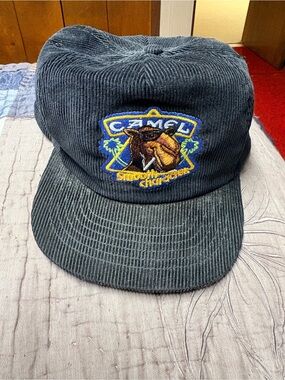 Camel Corduroy Strapback Hat - Black